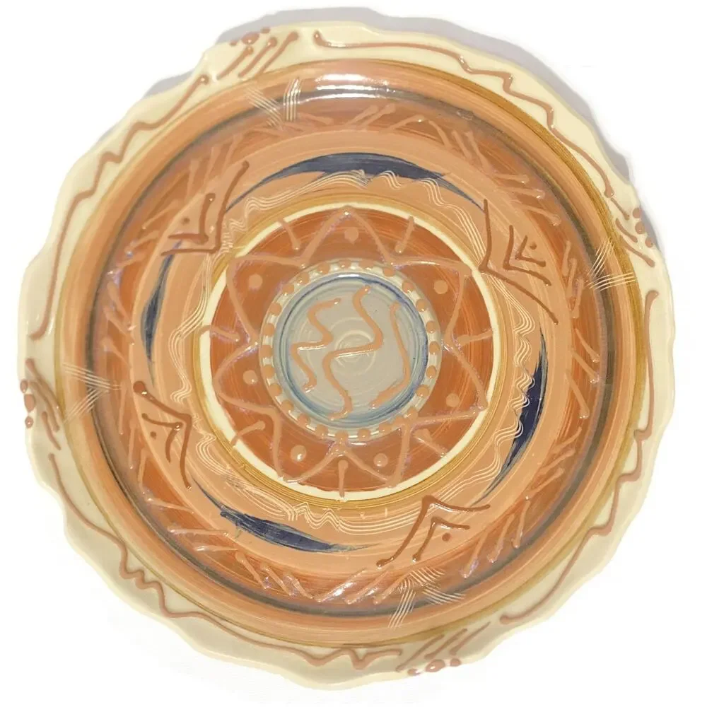 Sonja Templeton Signed Studio Art Pottery Platter Caramel Geometric Southwest